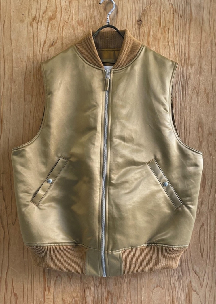 MY RECYCLE NYLON ZIP VEST BEIGE