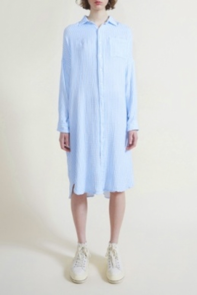 OVERSIZED RELAXED SHIRTDRESS LT BLUE STRIPE 