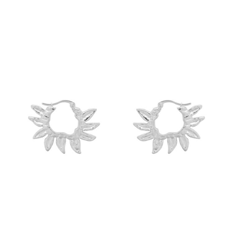 Sunflower Petals Hoop Earrings 25270587 Silver