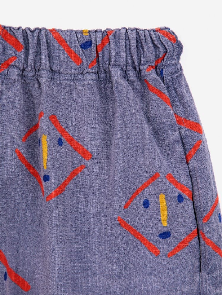 Masks all over woven shorts - BLUE