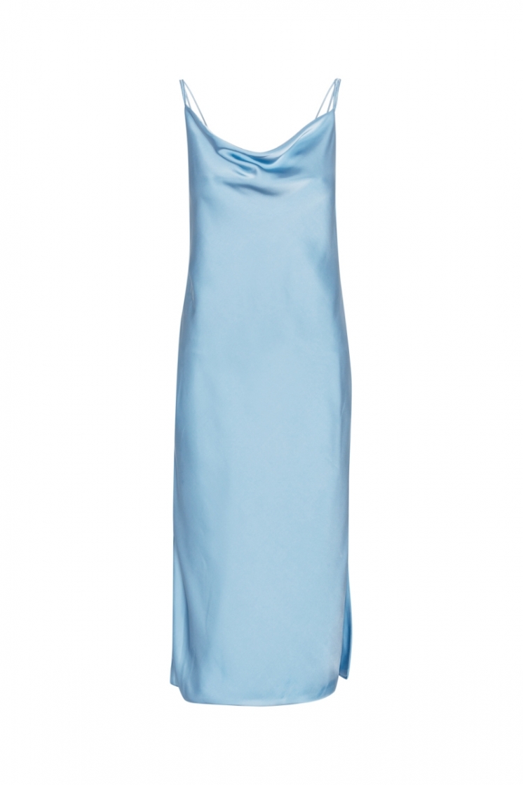 Satin Midi Slip Dress 1996 Placid Blu
