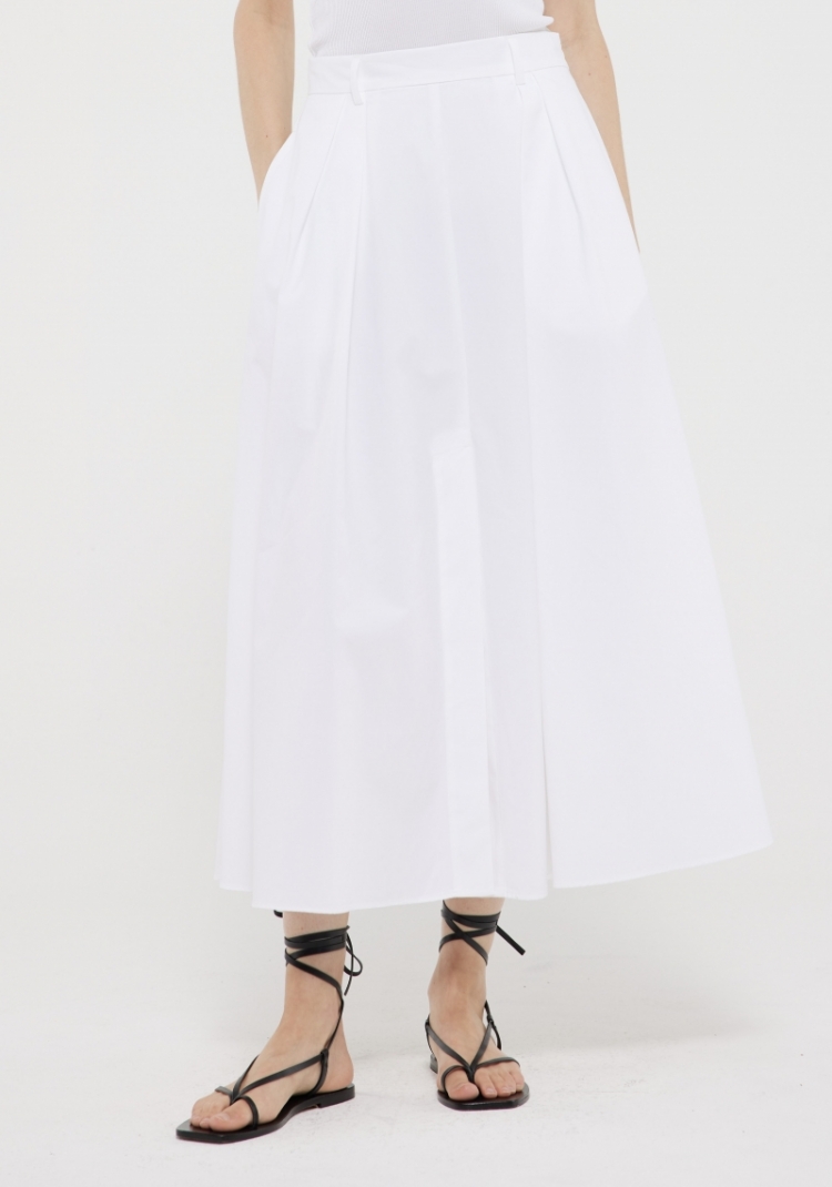 Wide poplin skirt 112 white