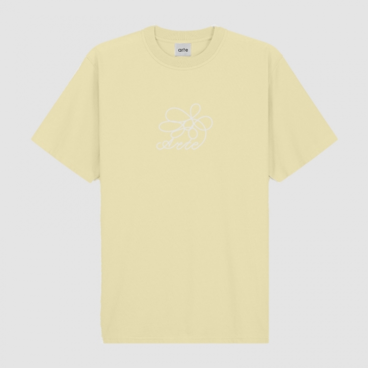 Flower logo Embroidery T-shirt - Cream