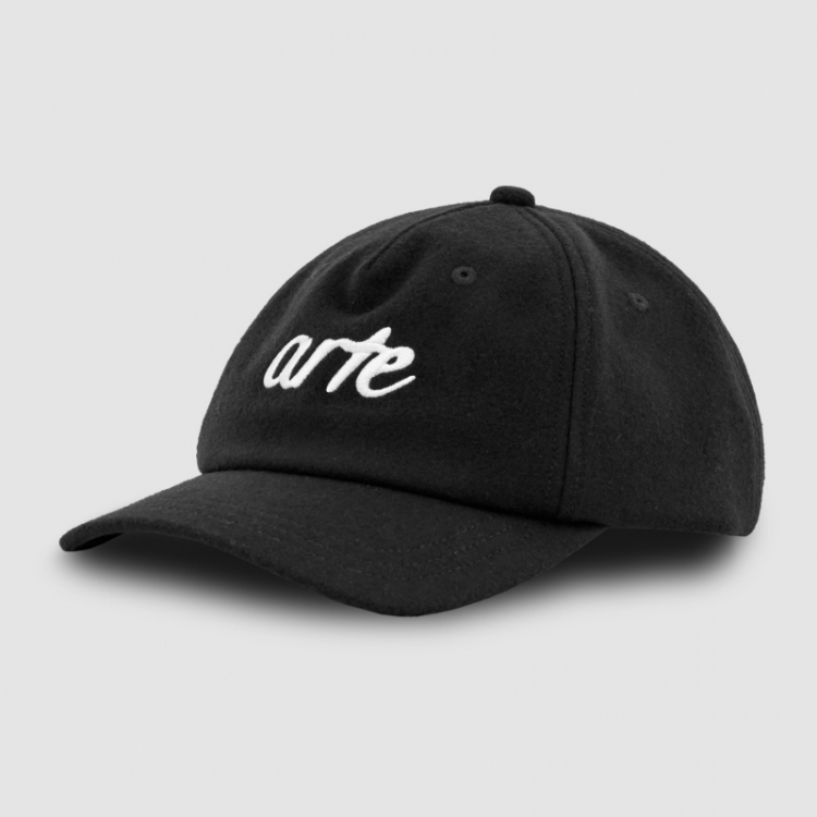 Front Embr Wool Cap - Black