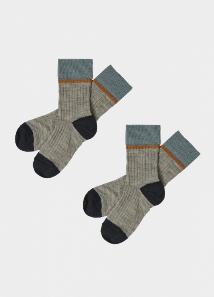 2-Pack Colour Block Socks hazel melange