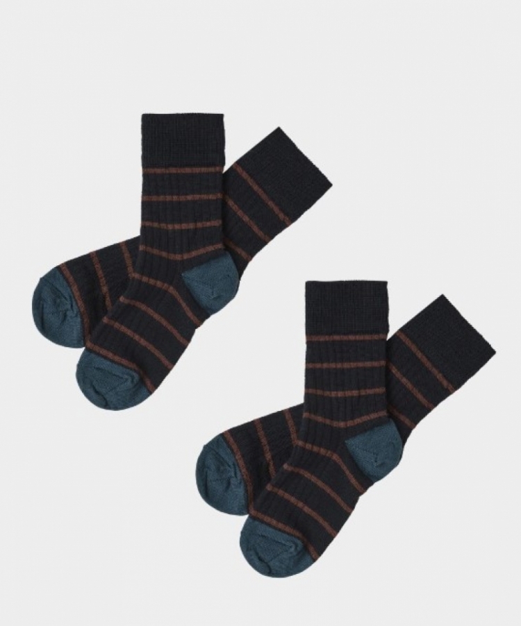 2-Pack Thin Striped Socks dark navy