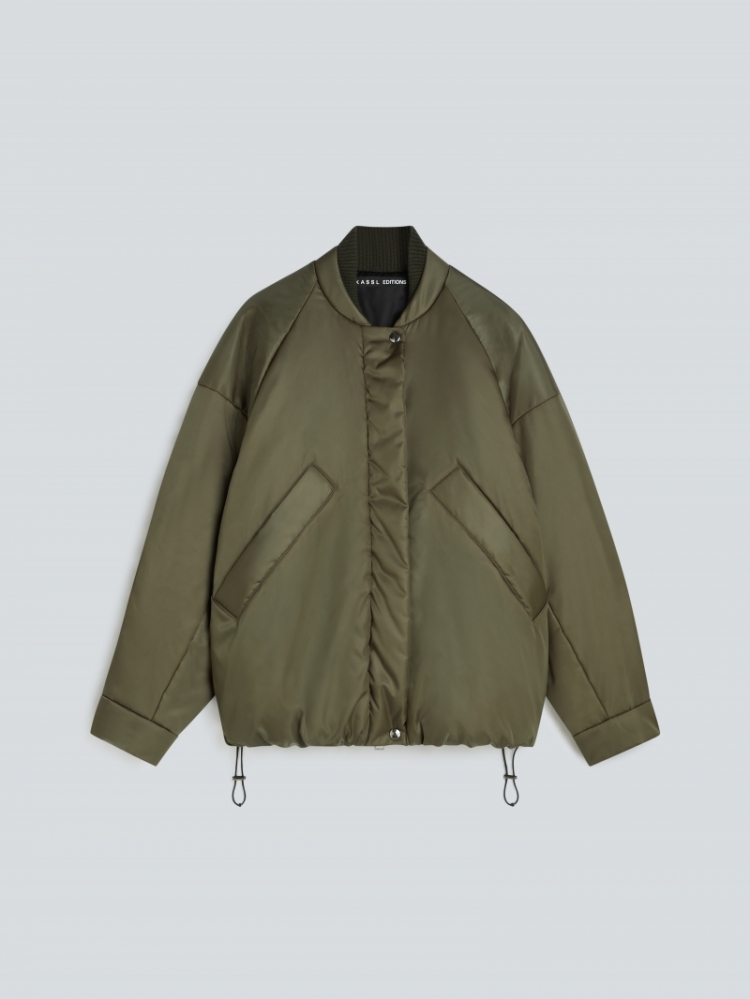 Oversized bomber nylon khaki