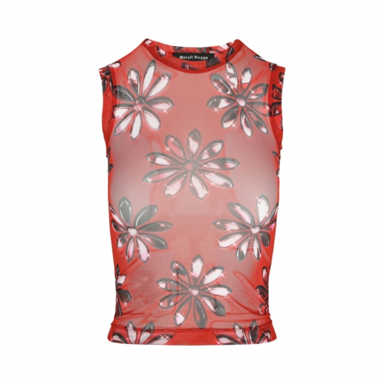 FITTED SLEEVELESS T-SHIRT RED