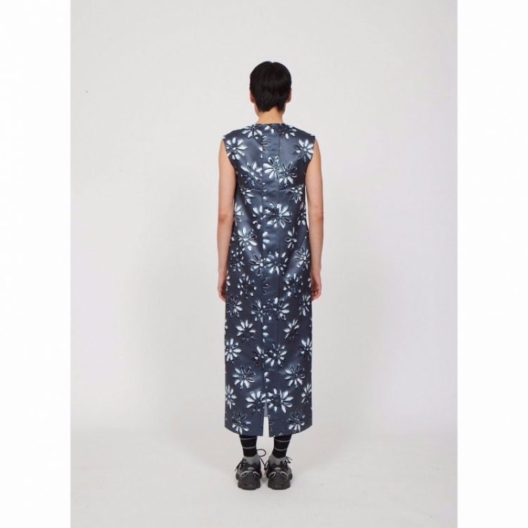 LONG SHIFT DRESS GREY MULTI