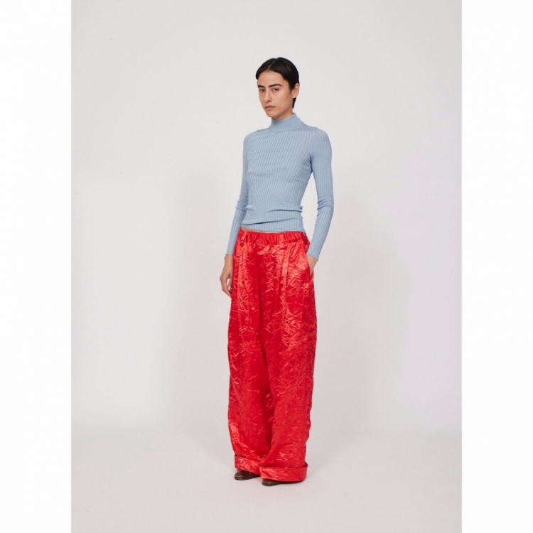 LONG SLEEVES RIB SWEATER BLUE