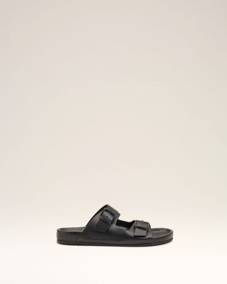 DOUBLE BUCKLES SANDALS 1 BLACK