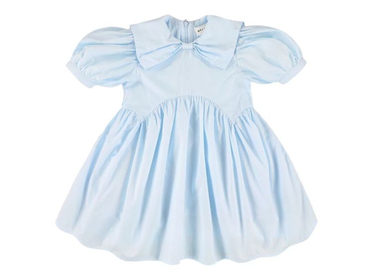 Girlsdress with bow on chest - DELICATE BLEU
