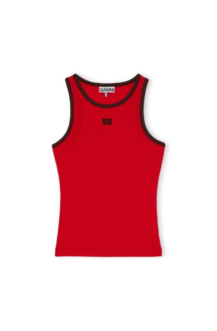 Soft cotton rib tank top - High Risk Red