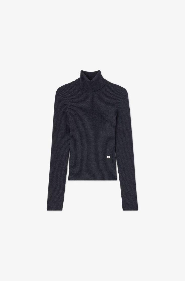 Ribbed Merino Turtleneck - Phantom