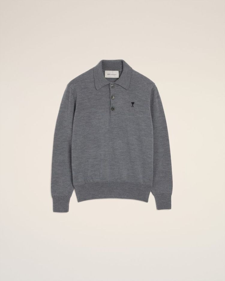 QUOTA - POLO SWEATER WITH CONT A336 GRIS CENDR