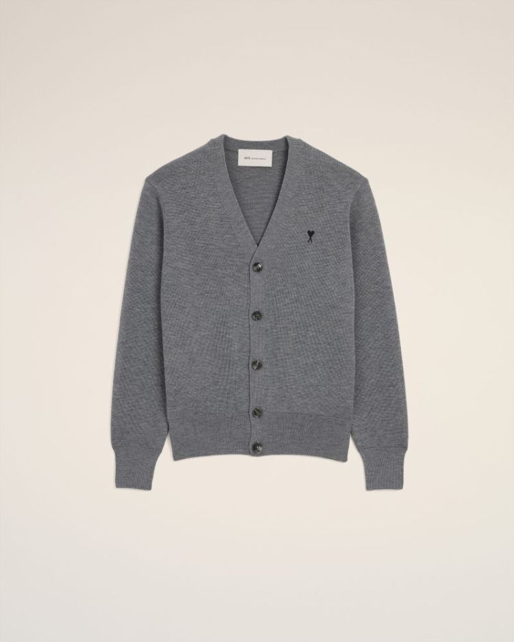 QUOTA - V NECK CARDIGAN WITH A A336 GRIS CENDR