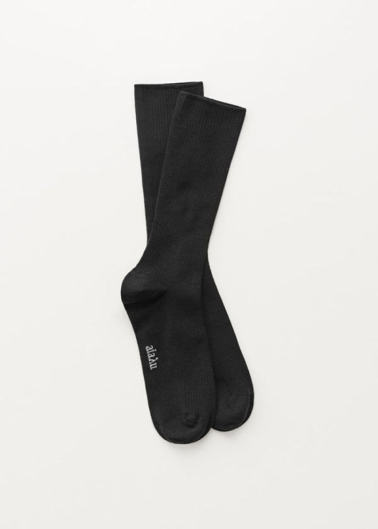 Wool Rib Socks - Black