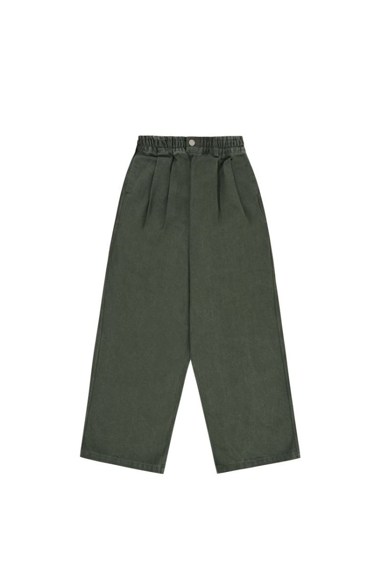 TWO TUCK WIDE KATION PANTS - KHAKI