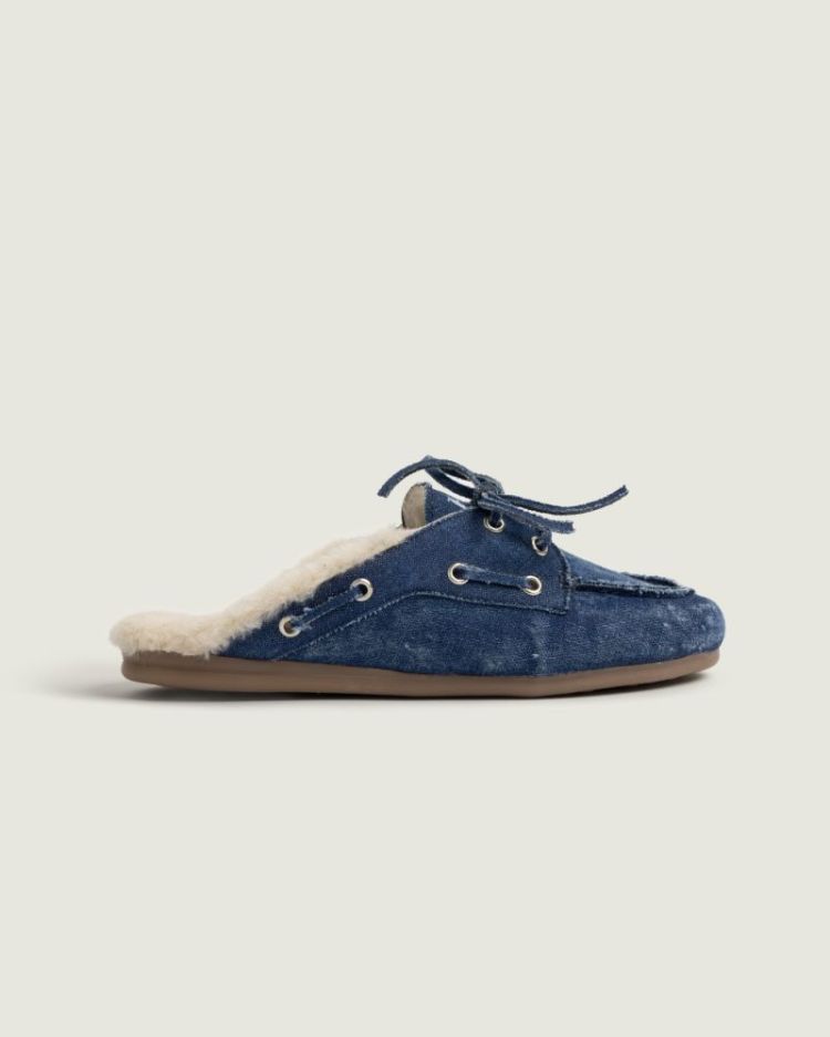 Boat Loafer Mule Fur - Denim 406 Dark blue