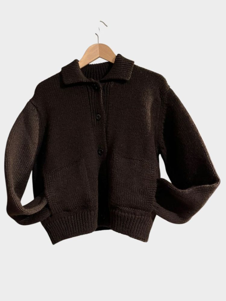 MHL BOMBER CARDIGAN - DARK BROWN