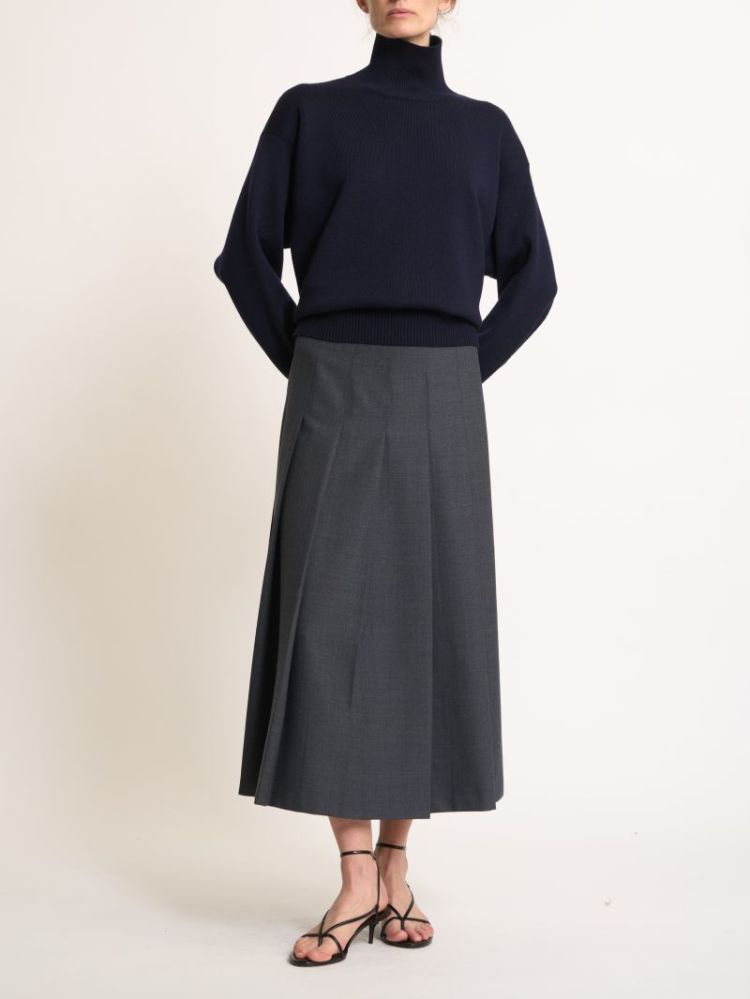 Pleated wrap skirt 021_300 dark gr