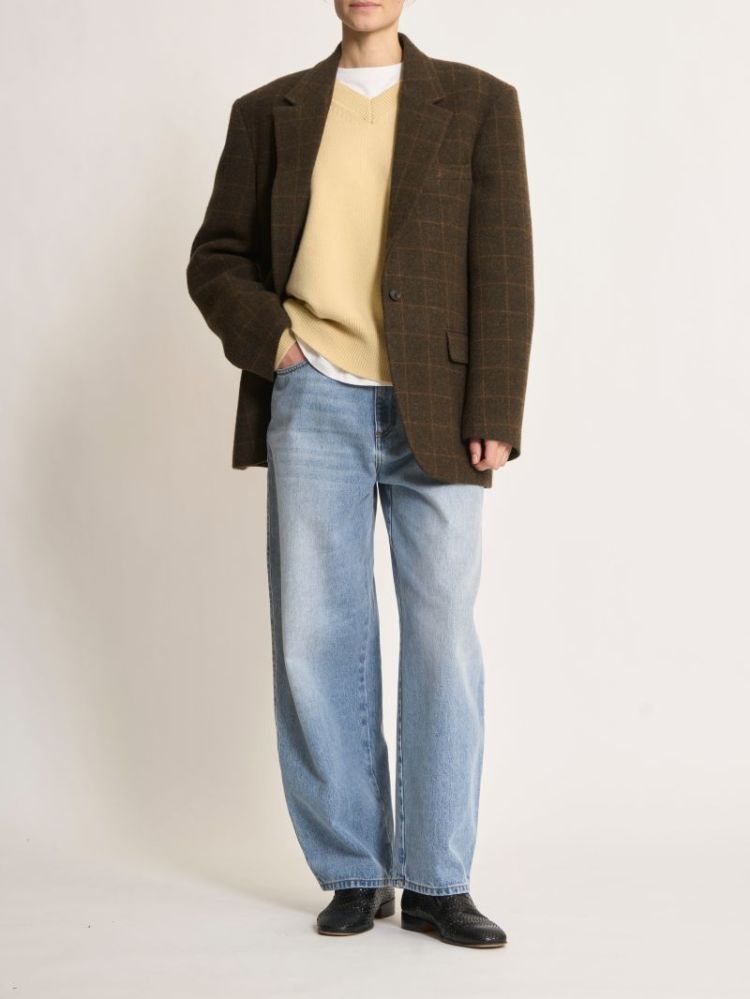Oversized check blazer-jacket 350_646 moss ch