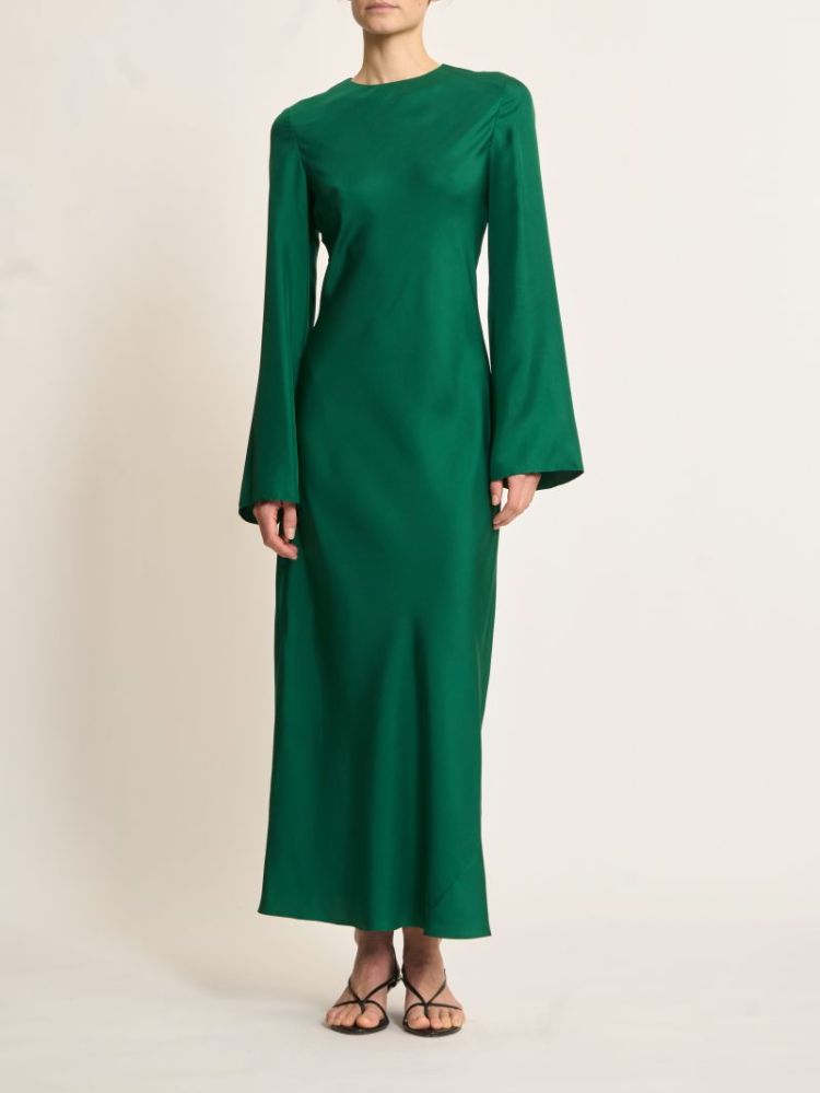 Fluid silk dress 302_373 emerald