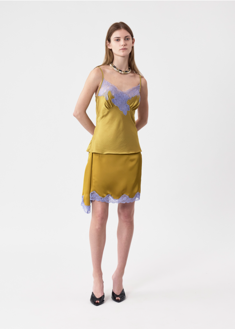 SIGNATURE LACE TOP - OCHRE/WISTERI