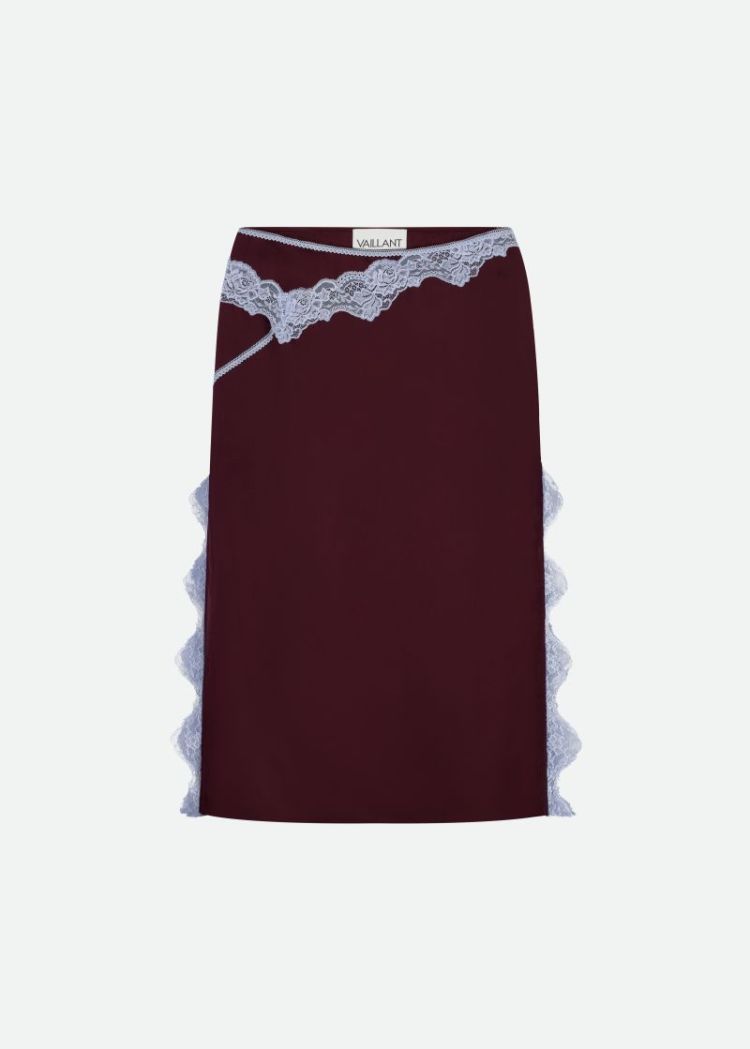 ATTITUDE MIDI SKIRT - BURGUNDY/GLAC