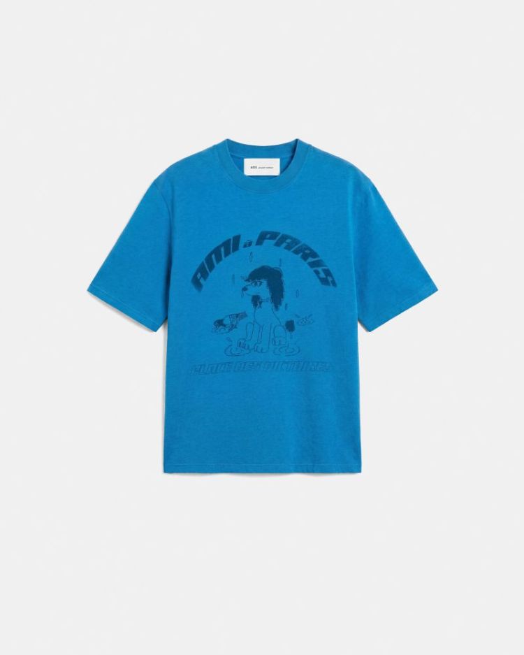PRINTED BOXY TSHIRT A530 COBALT BLU
