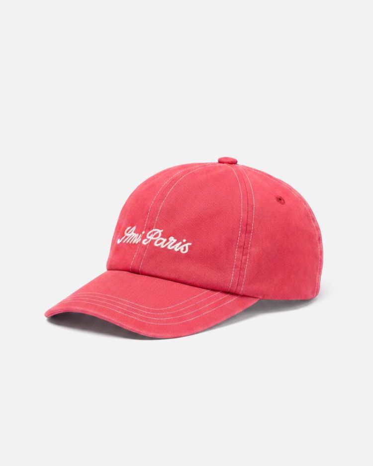 AMI PARIS EMBROIDERY CAP A342 RUBY RED W