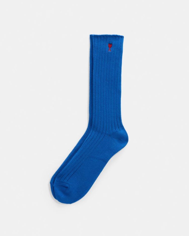 AMI DE COEUR EMBROIDERY SOCKS A402 COBALT BLU